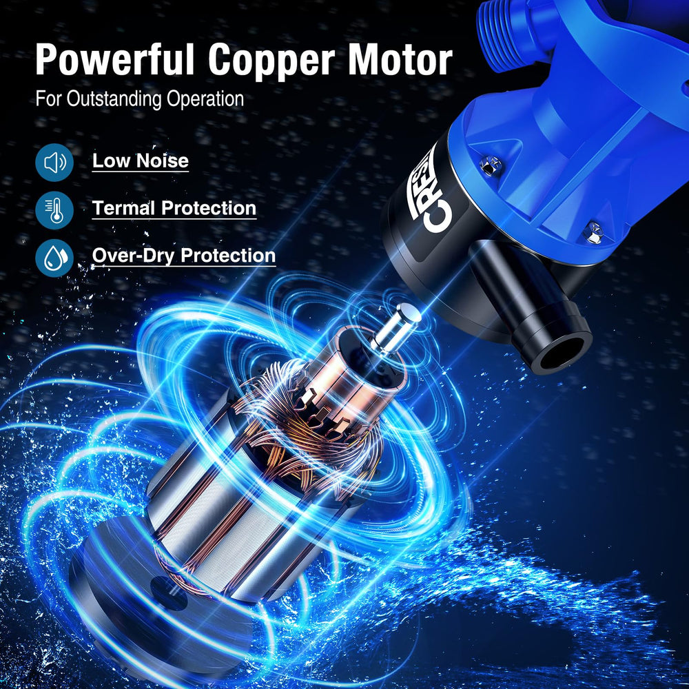 CrestWave RV macerator pump connecting hose shows easy setup.