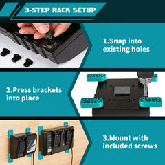 Crivnhar DCB18SD charger in open-frame mount for organized workspace