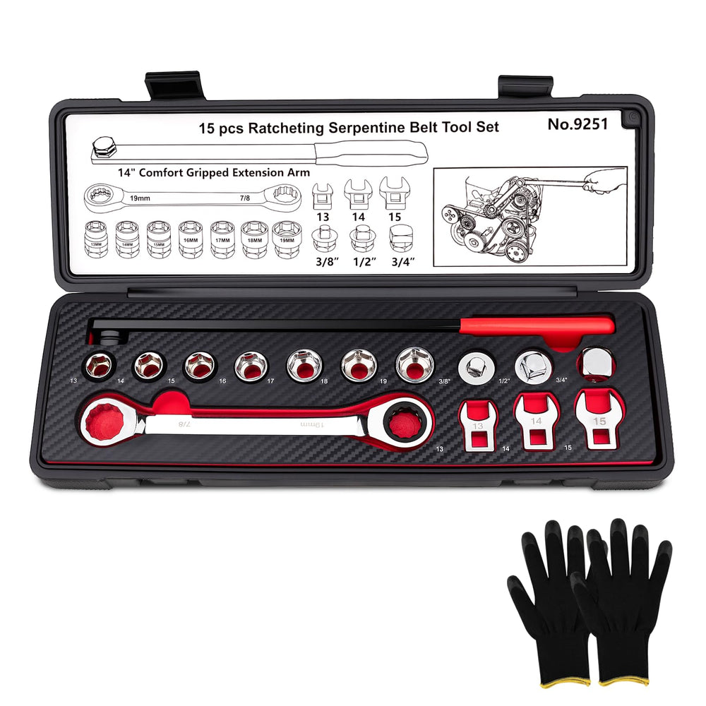 Crizendo Serpentine Belt Tool Kit case with organized storage for fast belt tasks