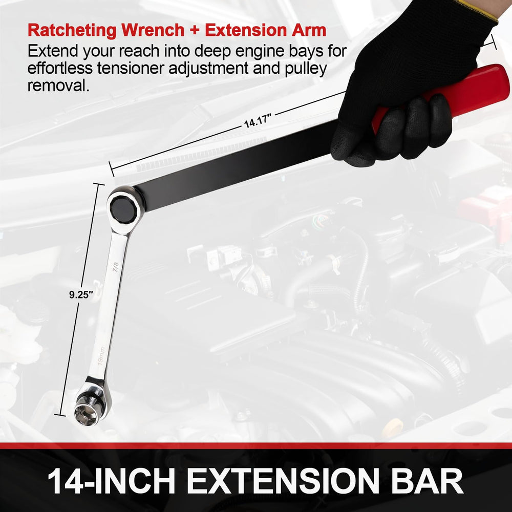 Crizendo 9 inch ratchet wrench supports smooth belt tensioner work