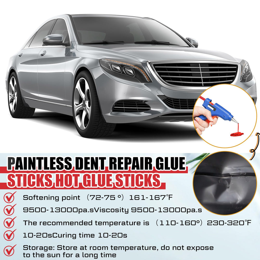CroBlissful glue sticks applied to a dent on a soft panel area.