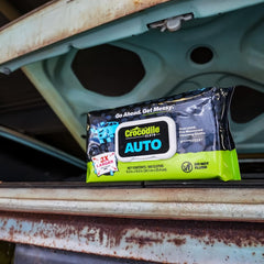 Crocodile Cloth Auto Cleaning Wipes for tire detailing and exterior parts.