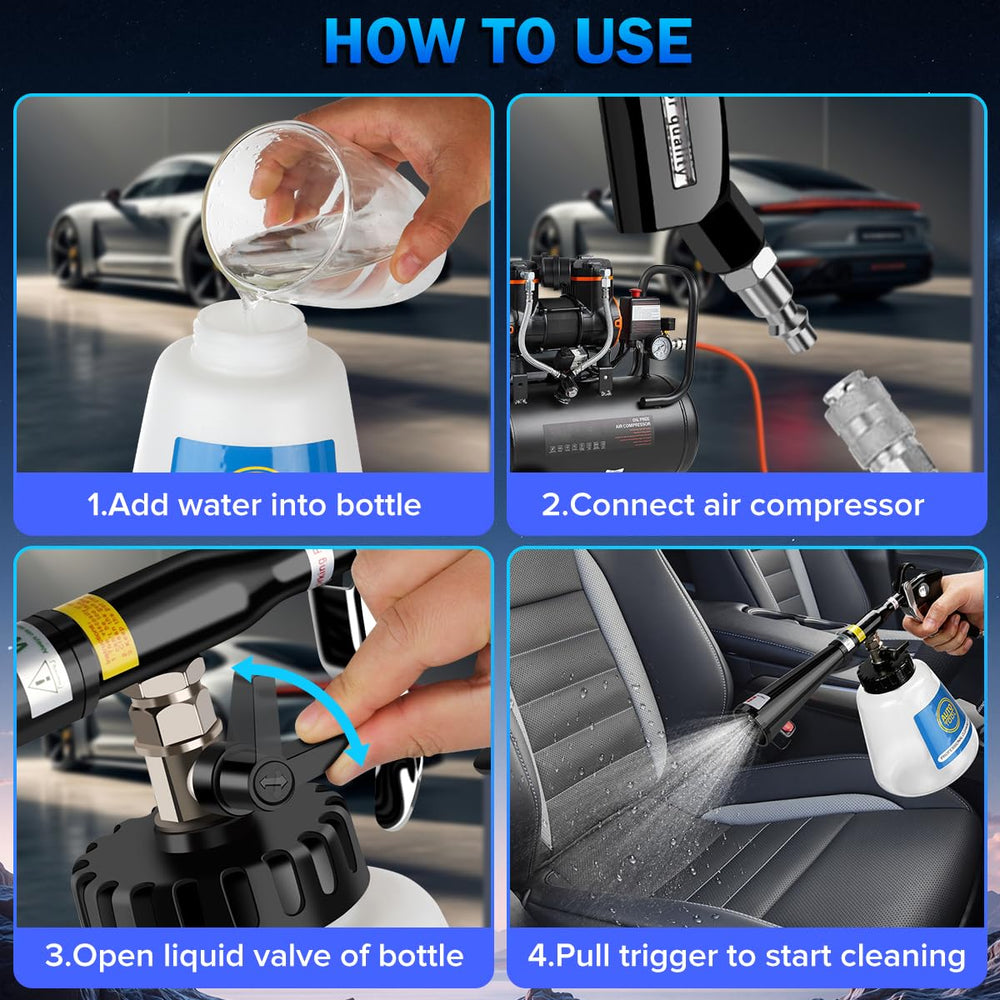Cropyoyo car cleaning gun durable aluminum body supports long use.
