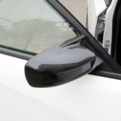 Crosselec Dodge Charger mirror cover with carbon-fiber look for enhanced interior style.