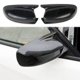Crosselec Dodge Charger side-door mirror cover with horn-style pattern for sport look and scratch protection.