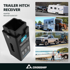 Crosship heavy-duty hitch extension demonstrates durable towing compatibility across vehicles.
