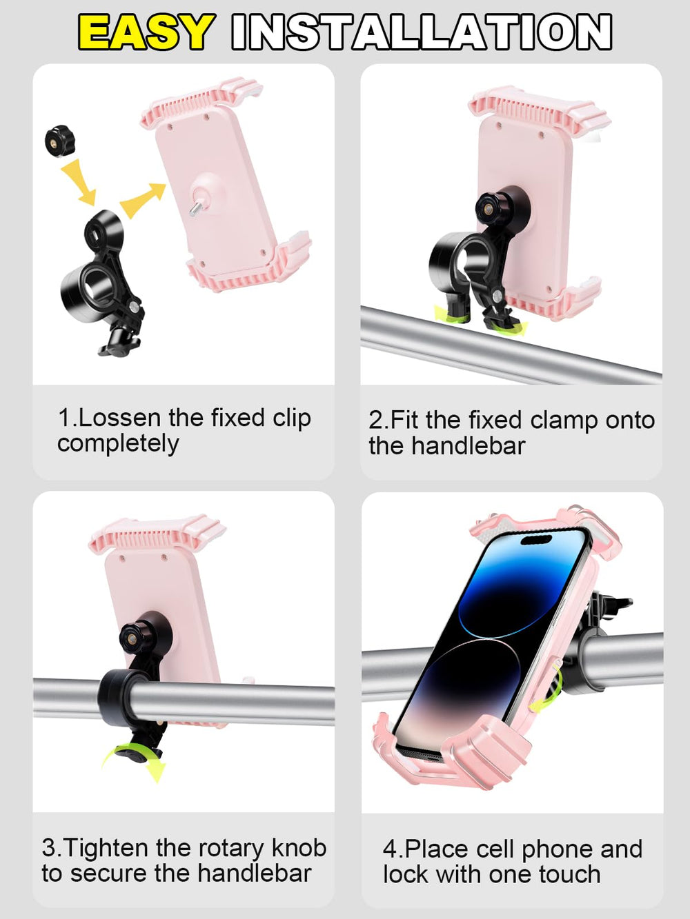 CRUIHOG supports phones 4.7–6.8 inches and various handlebars.