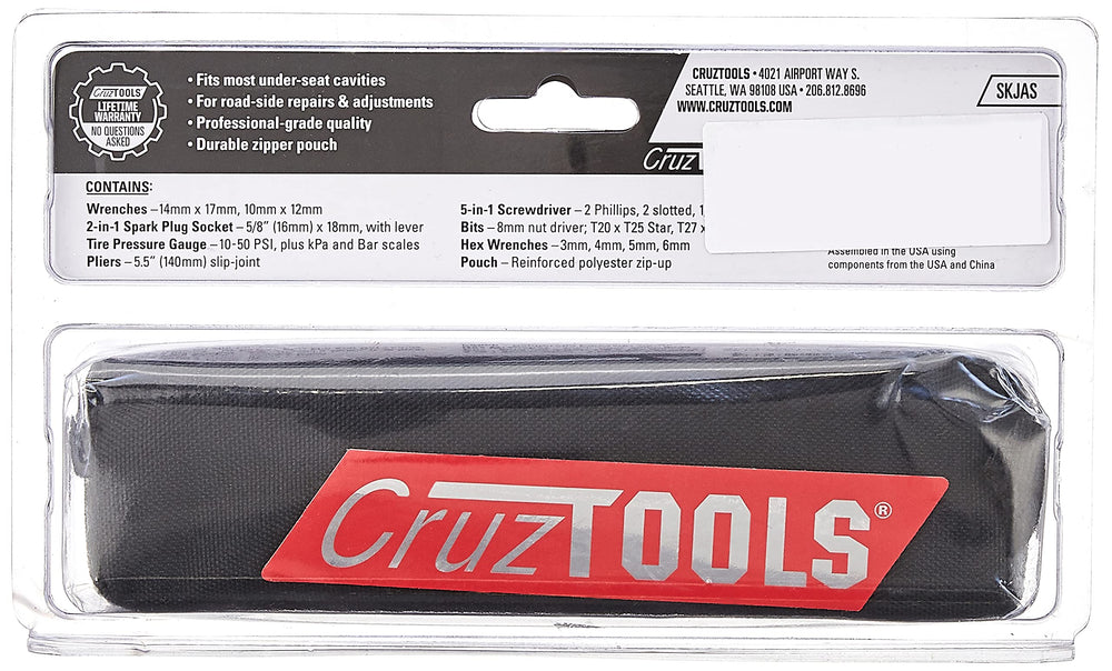 CruzTOOLS SKJAS SPEEDKIT tire gauge and pliers enable quick roadside tweaks.