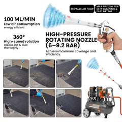 CrysGuard ProClean 360 high-pressure air blast for vents and dashboards.