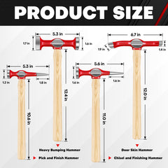 C&T universal dollies and hammers fit dents and carpentry tasks.