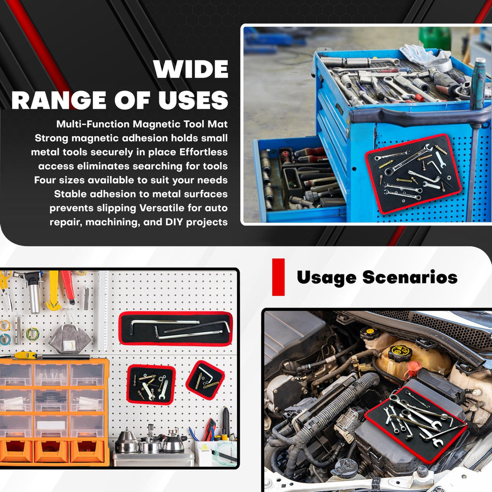 C&T workspace setup with magnetic mats supports auto repair organization.