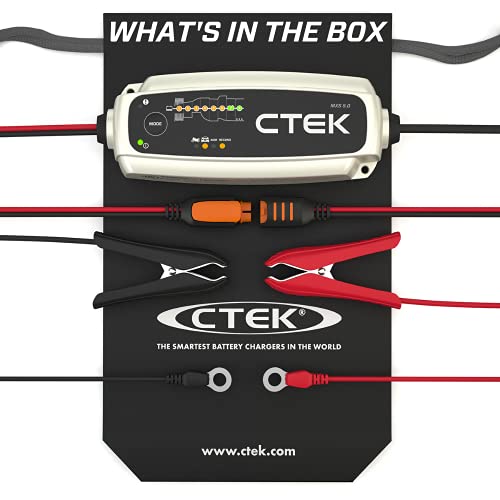 CTEK MXS 5.0 side ports for easy, accessible cable connections.