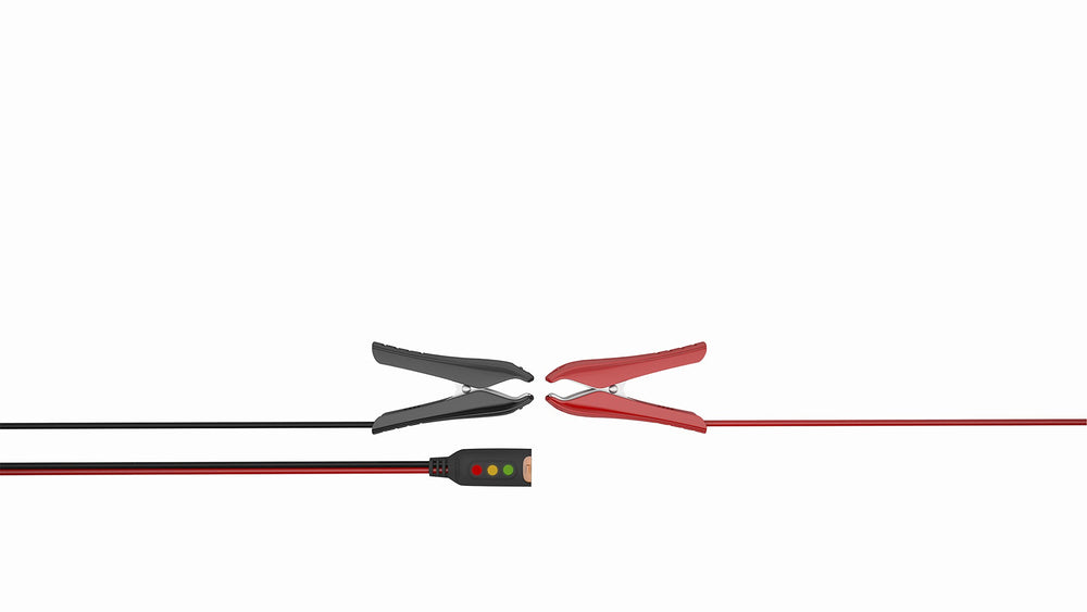CTEK 56-384 clamps on a battery charger for a secure, reliable fit.