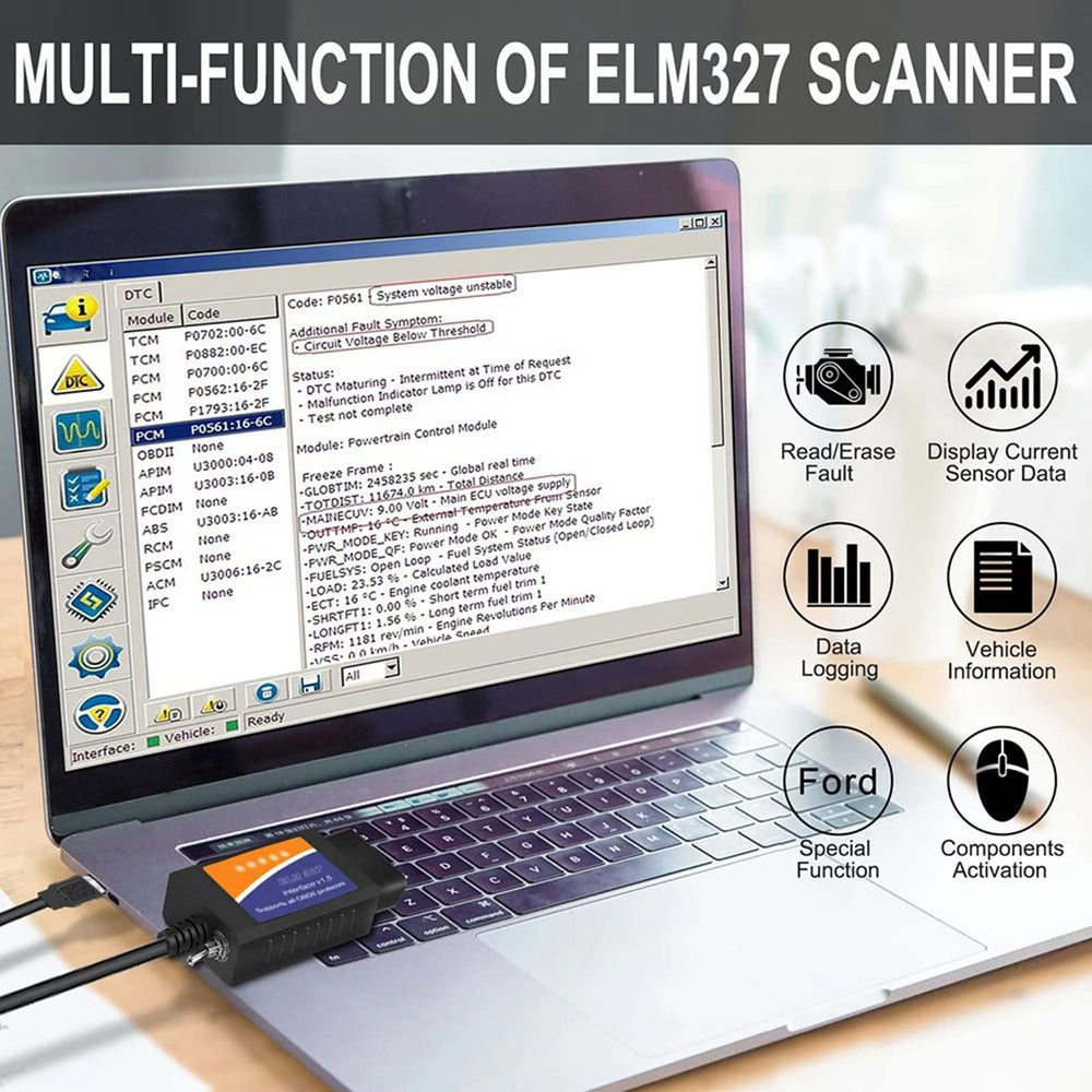 CTobd Elm327 setup shows USB driver and FScan software requirements on Windows.