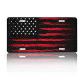 CTVSLFU front license plate cover in aluminum with bold black-red flag for durable outdoor use.