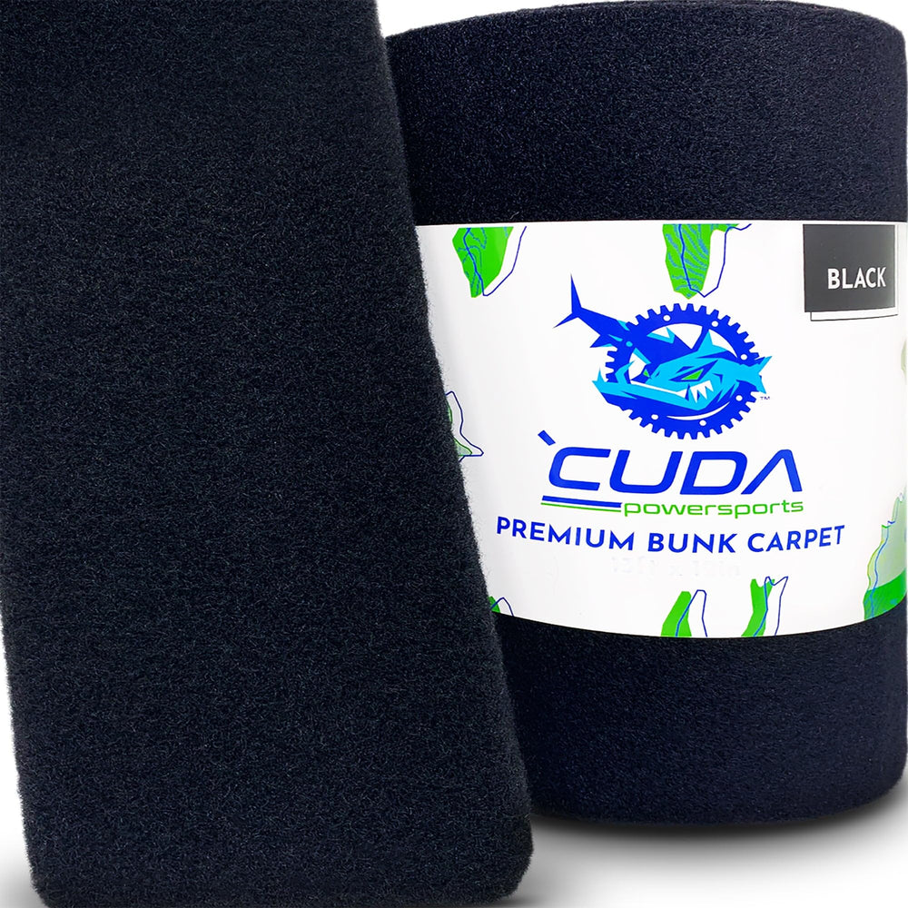 Cuda Powersports boat bunk carpet roll in black for durable trailer protection.