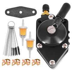 CULMKARI fuel pump for Johnson Evinrude outboard showing broad compatibility across HP ranges