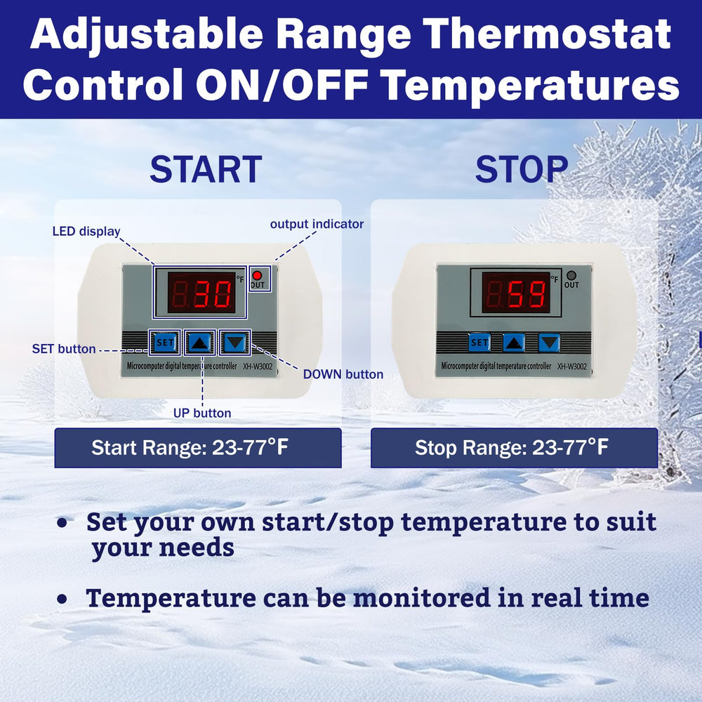 Cupohus adjustable thermostat temperature control allows easy customization for varying conditions.