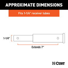 CURT 1-1/4-inch extender with solid shank for secure hitch connection and easy install