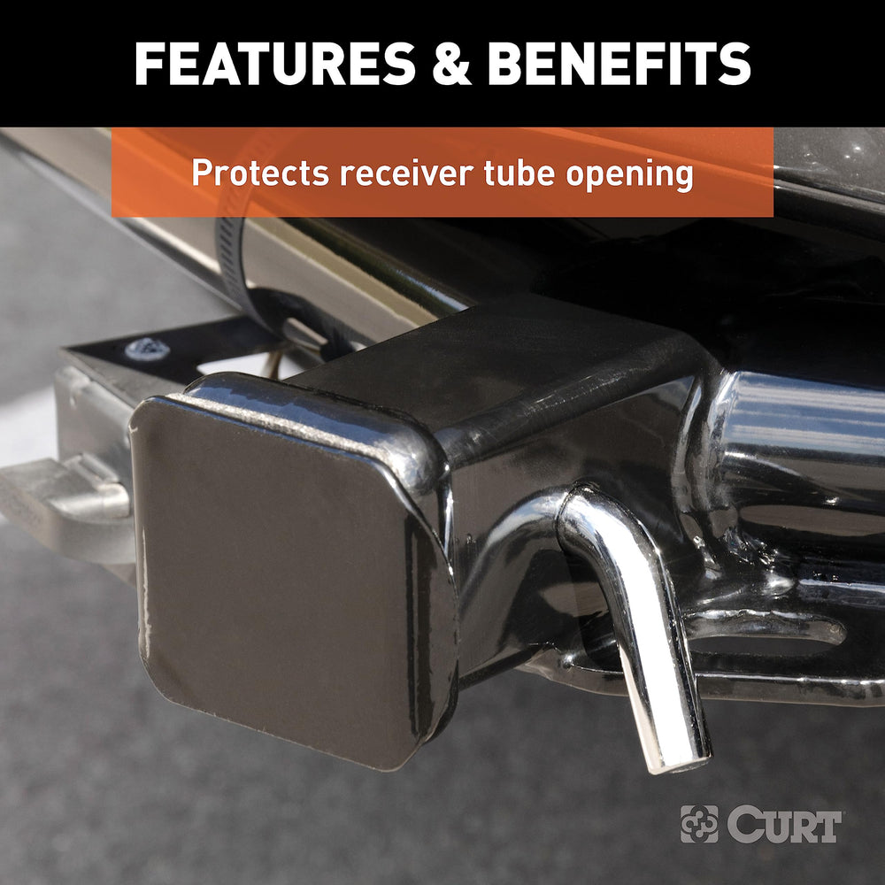 CURT 22750 receiver tube protection closeup highlights steel construction and finish.
