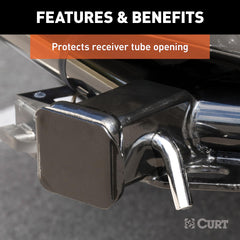 CURT 22750 receiver tube protection closeup highlights steel construction and finish.