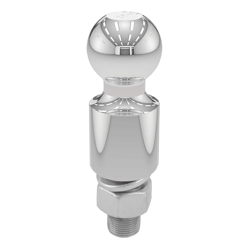 CURT 40034 chrome trailer ball with 2in rise shank for secure towing.