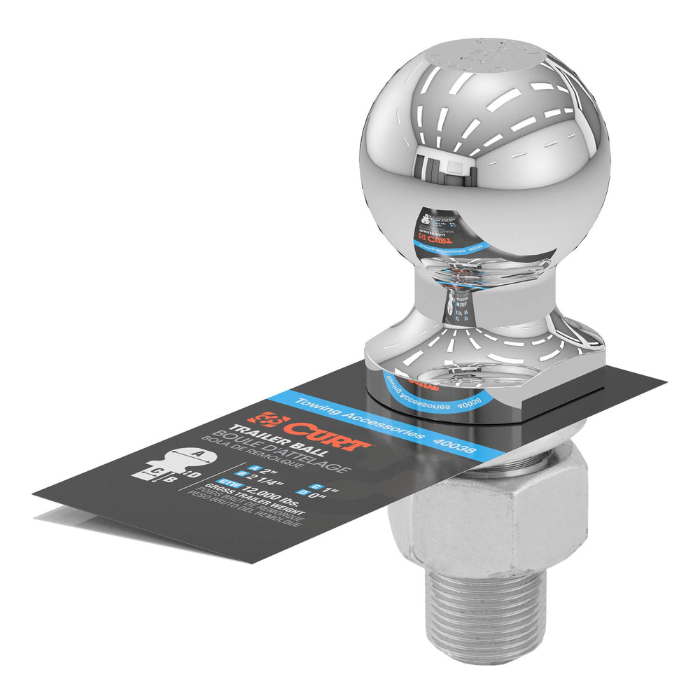 Chrome finish provides corrosion resistance for outdoor towing.