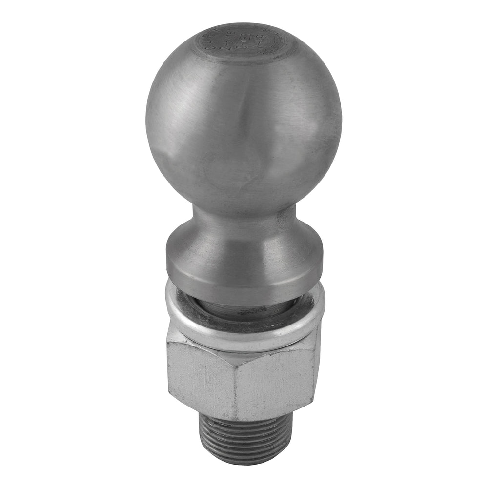 CURT 40085 raw steel trailer ball, front view, heavy-duty towing up to 30,000 lbs.