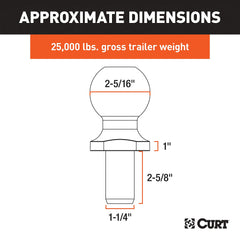 CURT 40086 raw steel trailer ball shank detail ensures secure hitch connection.