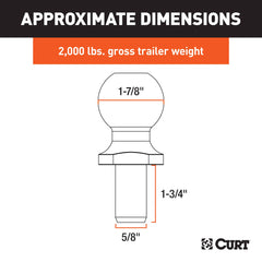 CURT 40095 hitch ball 1-7/8 inch diameter for standard trailer couplers