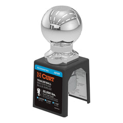 CURT 40109 chrome trailer ball top view shows heavy-duty towing capacity for confident hauls.