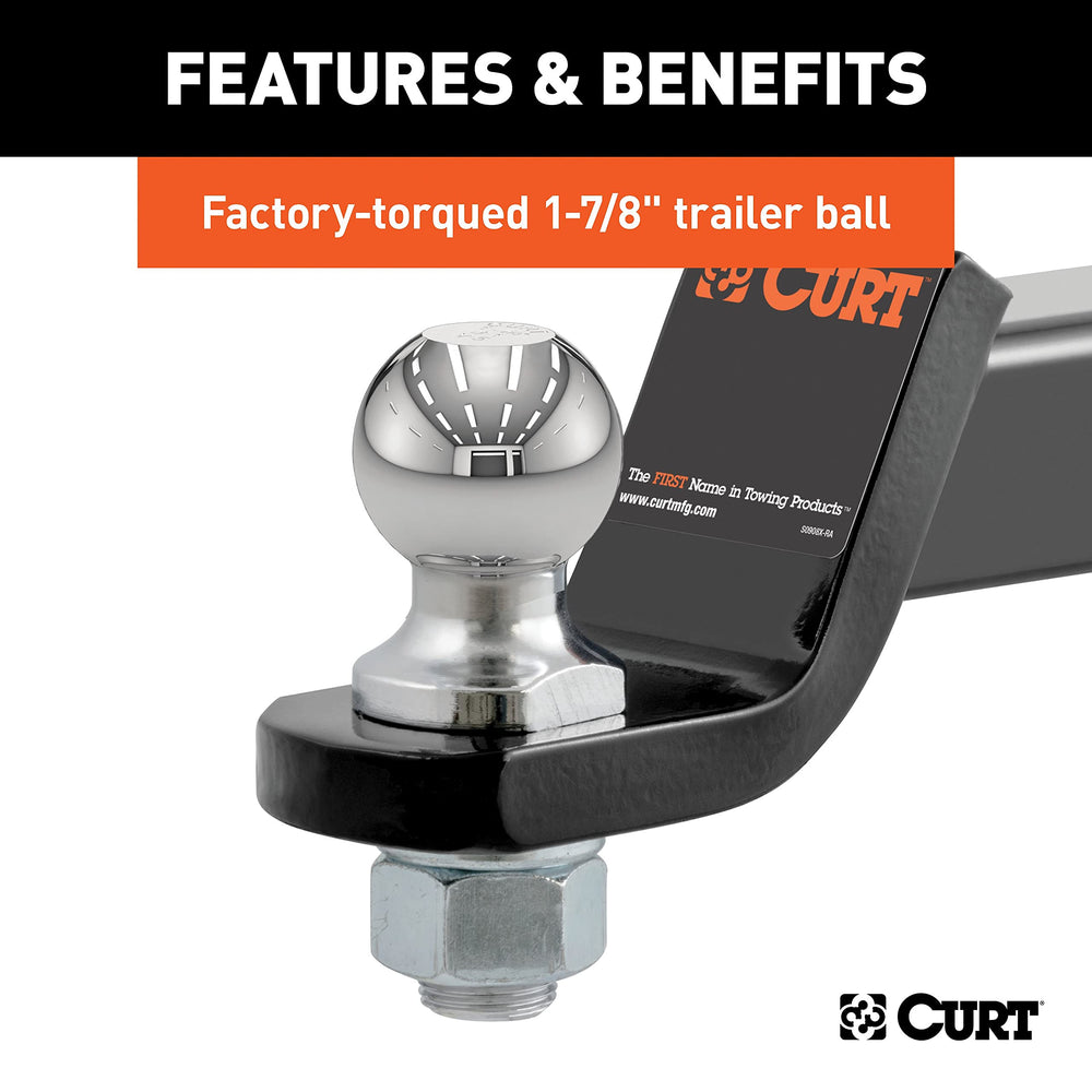 Includes hitch pin and clip for secure mounting with CURT 45034