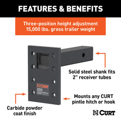 CURT 48325 shows 6-1/2 inch drop for improved trailer alignment under heavy loads.