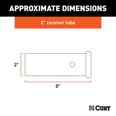 CURT 49060 receiver tube with a 2x2 opening for standard hitch accessories.