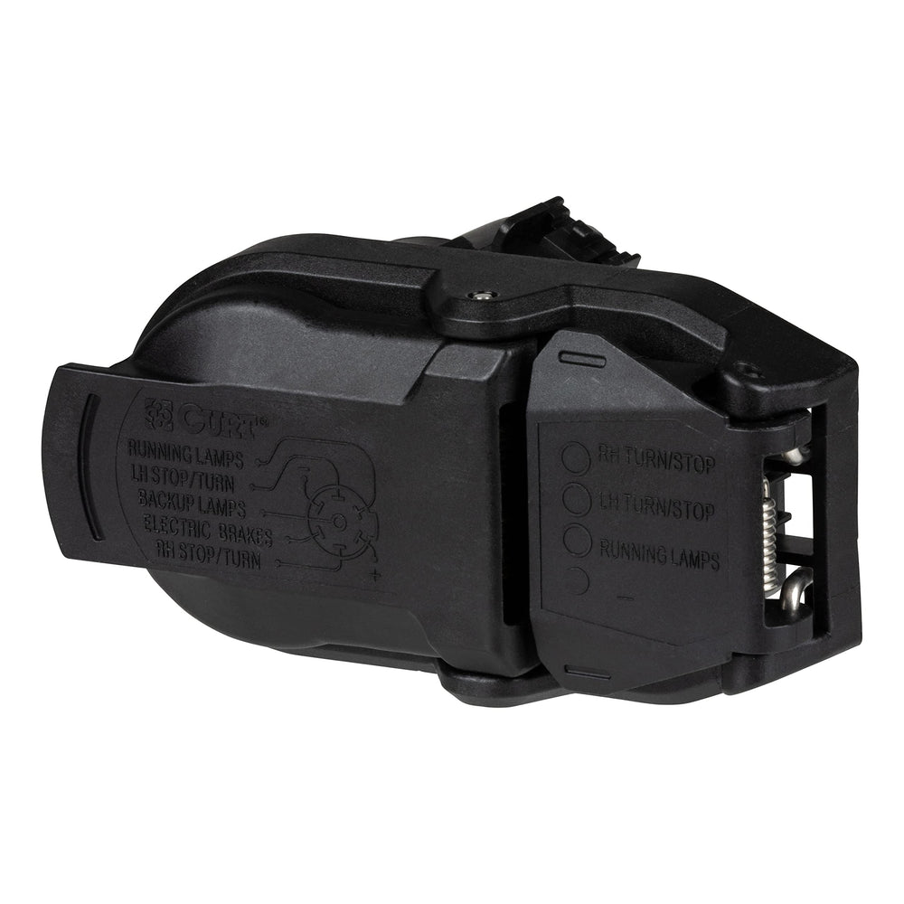 CURT 57020 USCAR connector back view; weather-resistant housing for outdoor use.