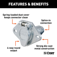 CURT 58070 die-cast metal housing provides durable protection for trailer wiring.