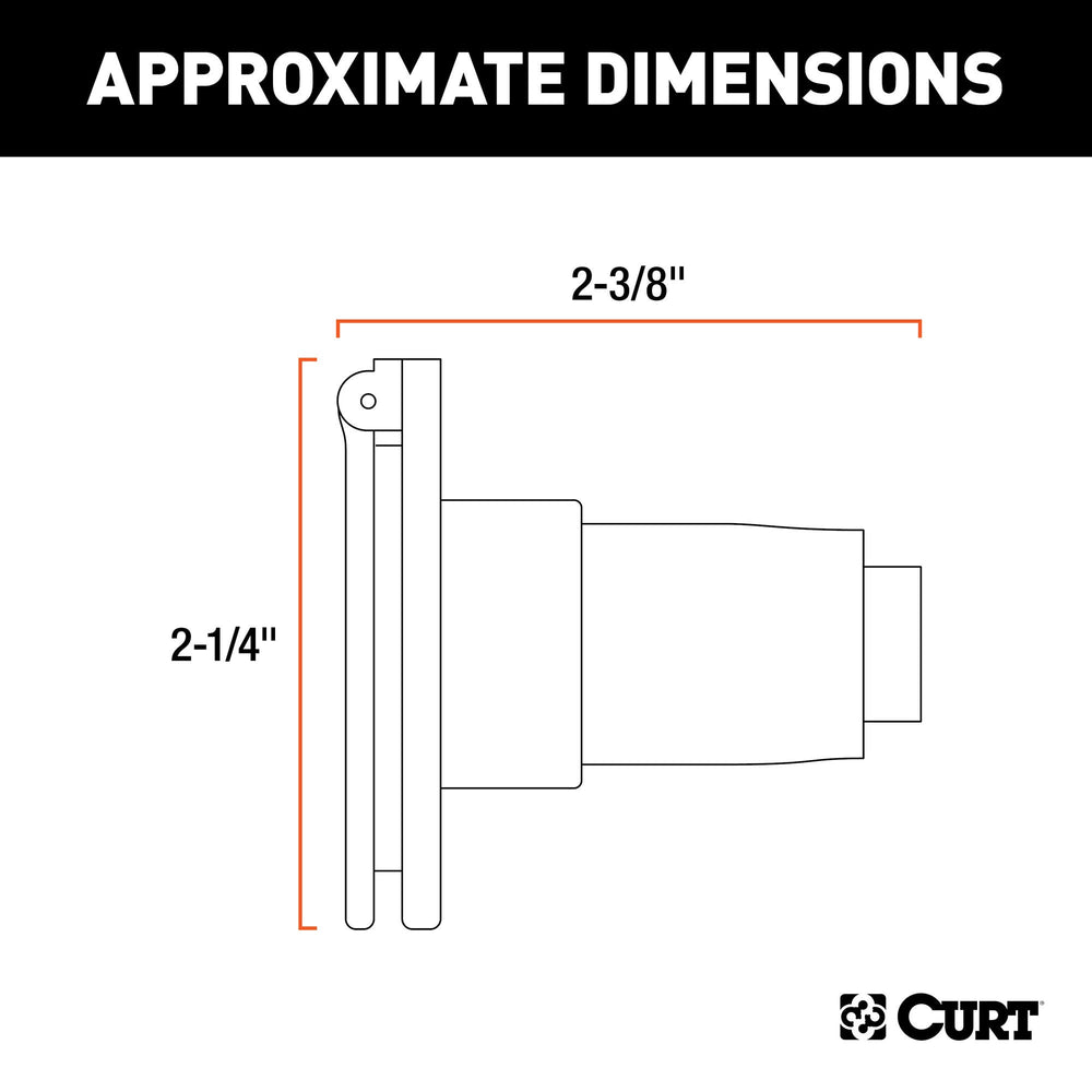 CURT 58070 spring-loaded dust cover protects the 4-pin socket from dust and moisture.