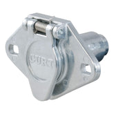 CURT 58070 vehicle-side 4-pin round socket in silver, weather-resistant for trailer connections.