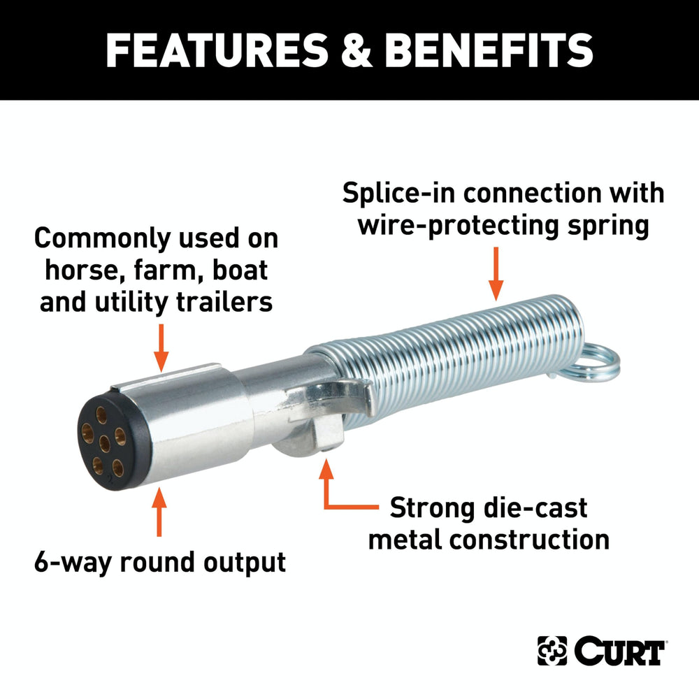 CURT 58082 spring attachment keeps the plug within reach on the trailer.