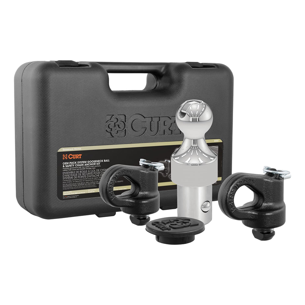 CURT 60692 gooseneck ball in bed puck hole for quick drop-in towing.