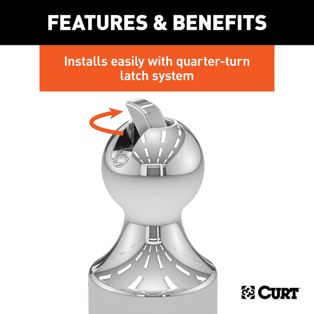 CURT 60692 quarter-turn latch enables fast, tool-free installation.