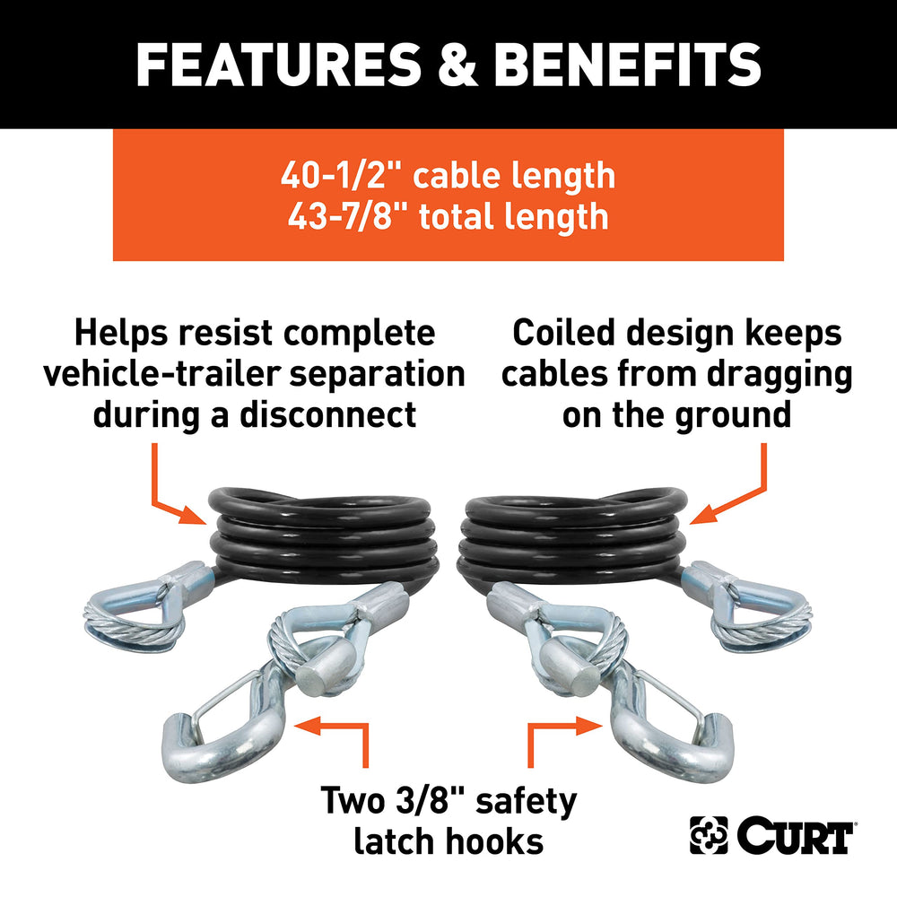 CURT spring-loaded lever snap hooks improve secure engagement during tow.