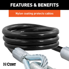 CURT 80176 vinyl-coated cable resists rust and abrasion on rugged trips.