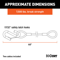 CURT 80176 safety cable assembly with vinyl coating reduces rust and handling noise.