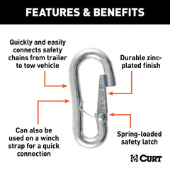 CURT 81277 snap hook 5,000 lb capacity demonstrated on tow setup