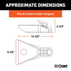Curt A-frame coupler with Posi-Lock latch demonstrates quick, secure connection.