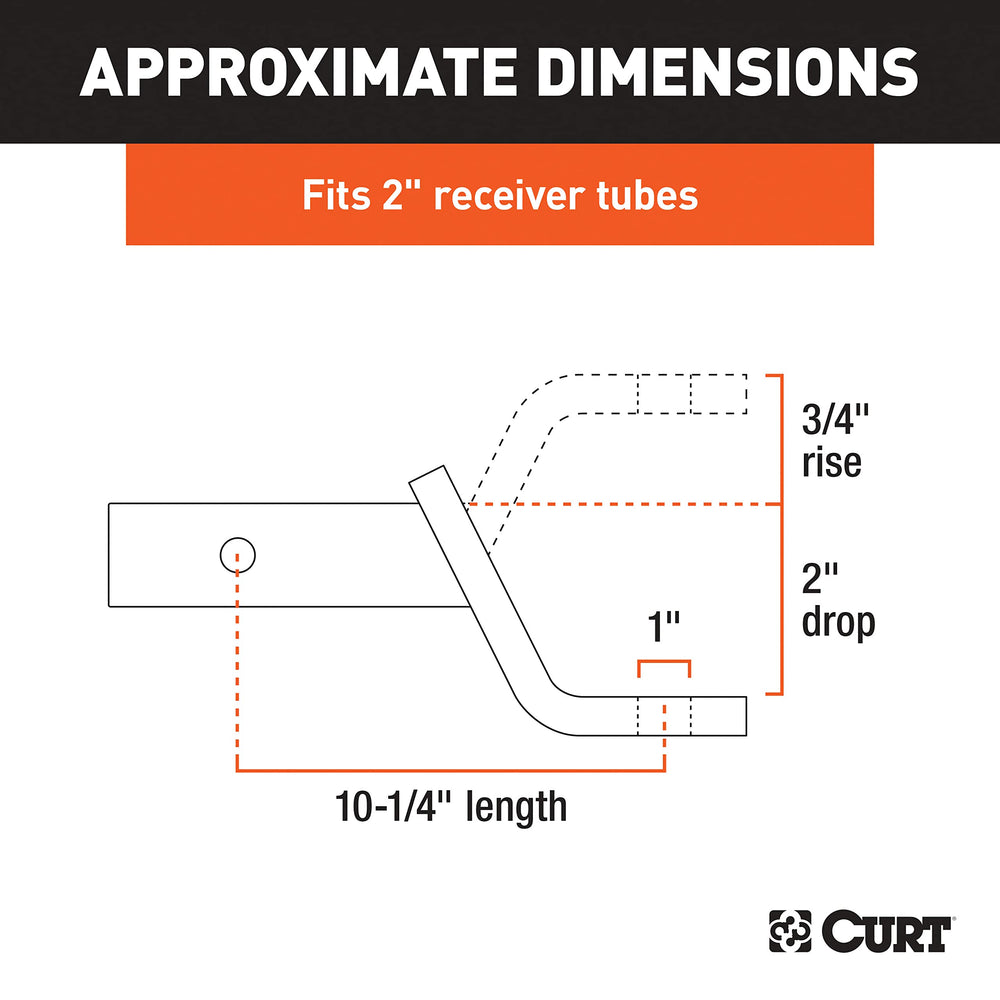CURT ball mount with 1in hole ready for standard trailer ball.