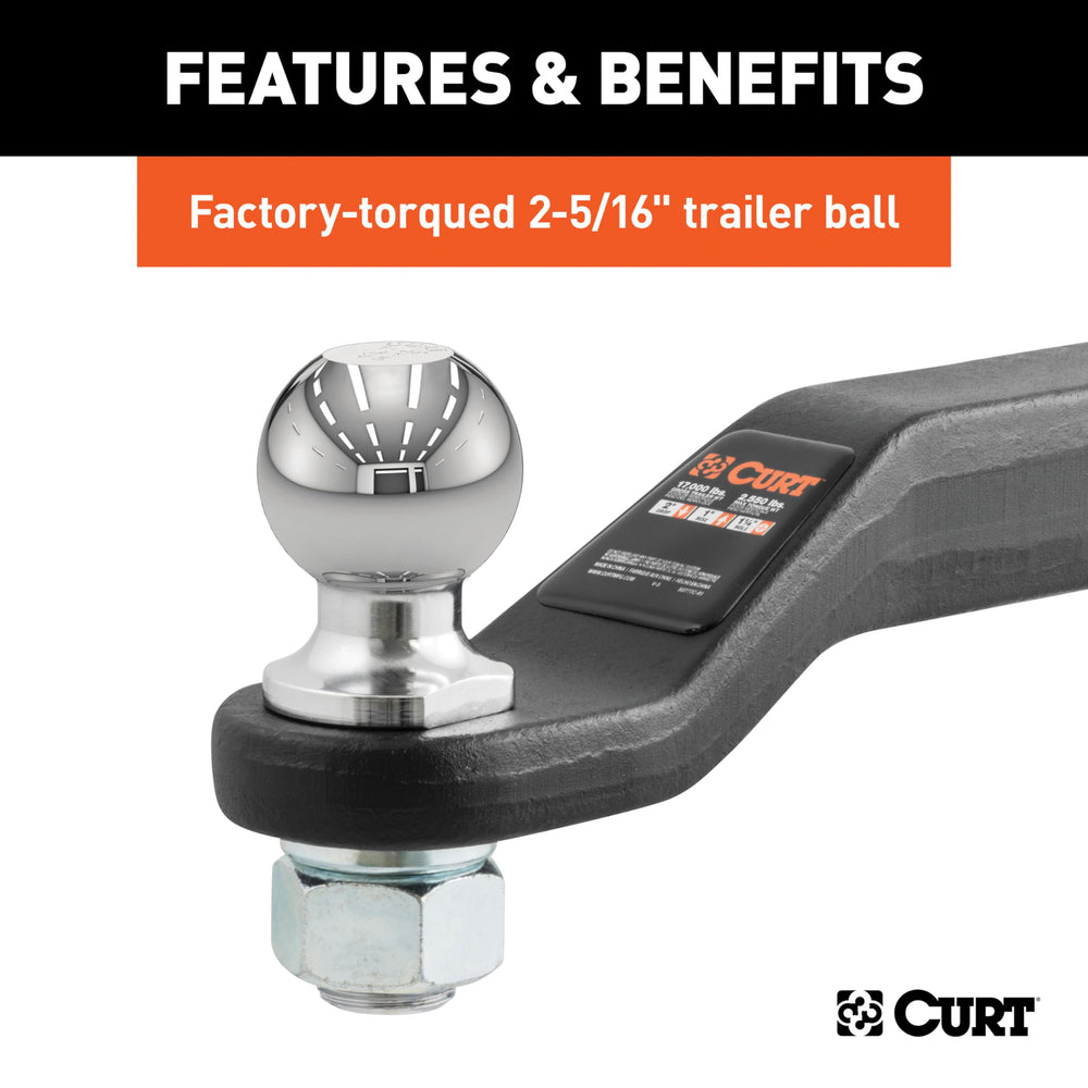 CURT carbide black powder coat finish resists rust and wear.
