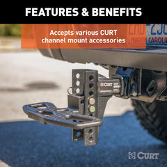 CURT channel mount compatible with pintle and ball mount attachments