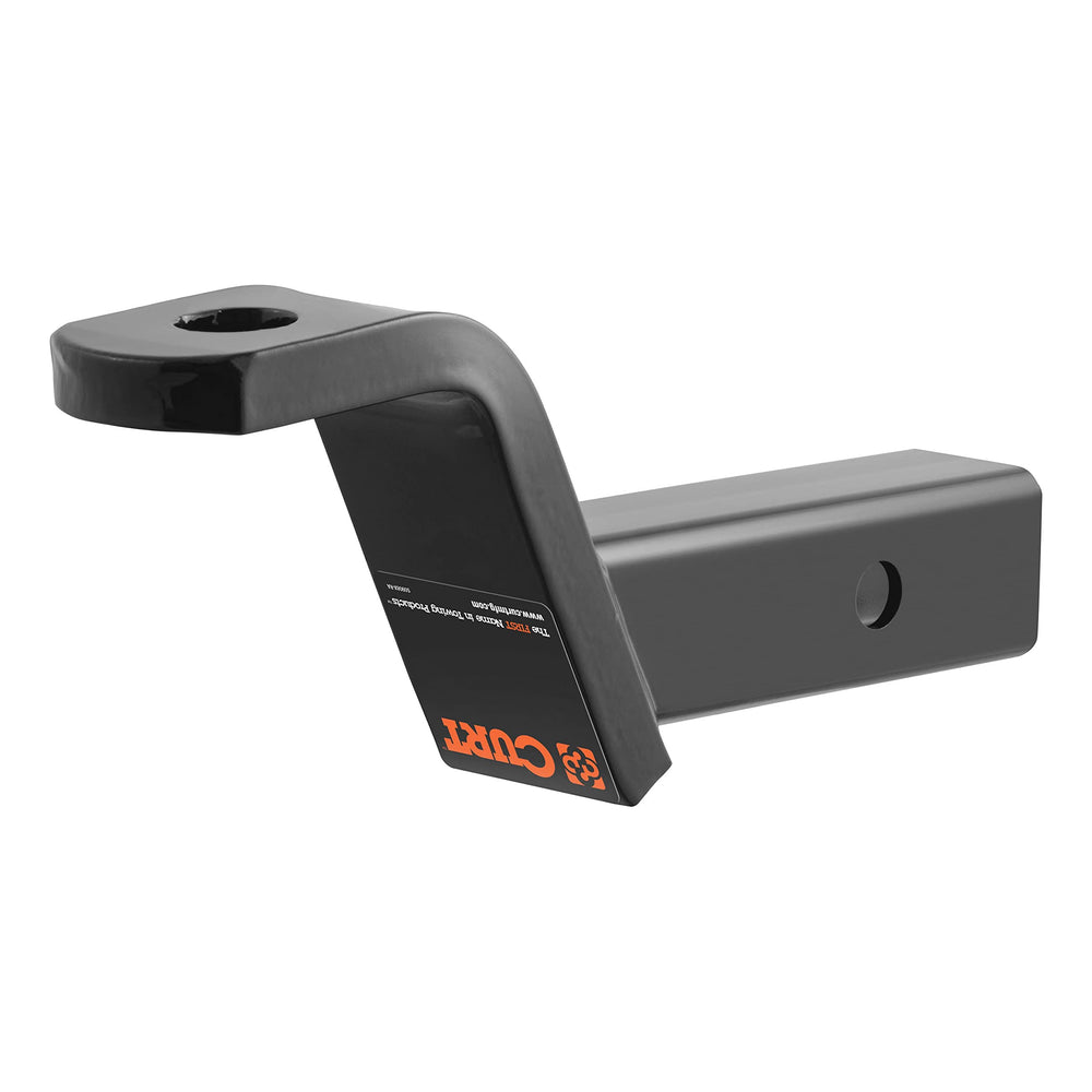 CURT 45050 side profile highlighting 4 inch drop and 2 inch rise for level towing